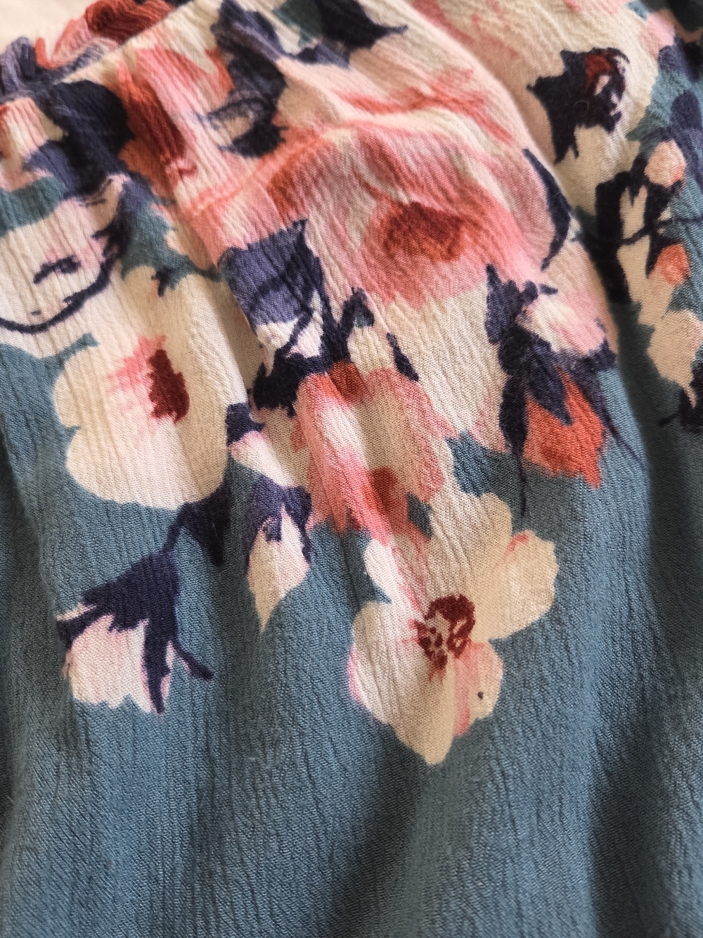 Haute Monde Teal Off The Shoulder Floral Summer Dress with Pink & White Blooms - Picture 8 of 8